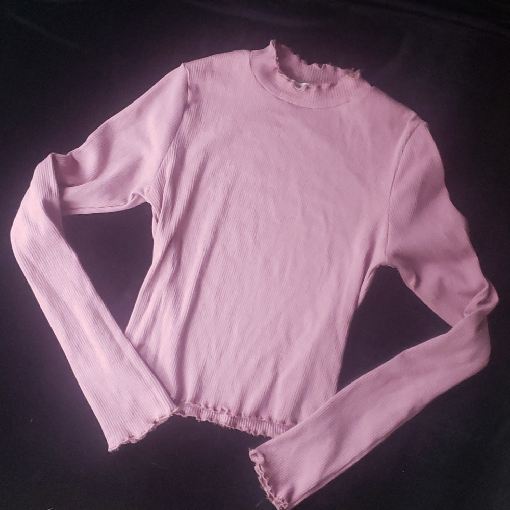 Rosepink long sleeve mini turtleneck w/ hem detail